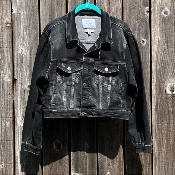 Vervet Los Angeles cropped puff sleeve trucker jean jacket size small - Picture 1 of 17